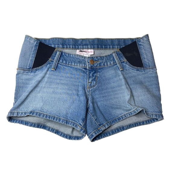 Isabel Maternity Jean Shorts Stretch Side Panel Midi Ingrid & Isabel Denim Sz 2 - Picture 1 of 6